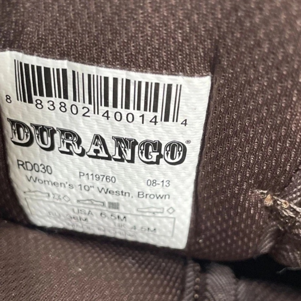 Durango Brown 10” western Boots with Bold Stitching - Picture 3 of 5